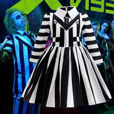 Κοστούμι Φόρεμα Cosplay Ασπρόμαυρο Ριγέ Αρχιμάγος του Κάτω Κόσμου για Παιδιά