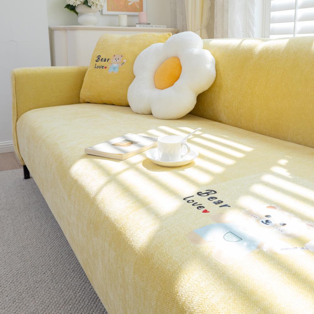 Tecknad Chenille Sofföverdrag Säsong Elastiskt Allomfattande Fyra Säsonger Universellt Halkfritt Soffsittdynor Repskyddande