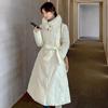 Large lapel cotton-padded clothes female slim and thin over the knee long winter new cotton-padded clothes thickened waist cotton-padded jacket