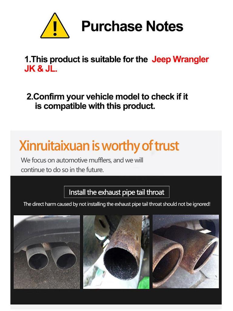 Tubo di scarico posteriore potenziato per modelli JEEP Wrangler JK/JL