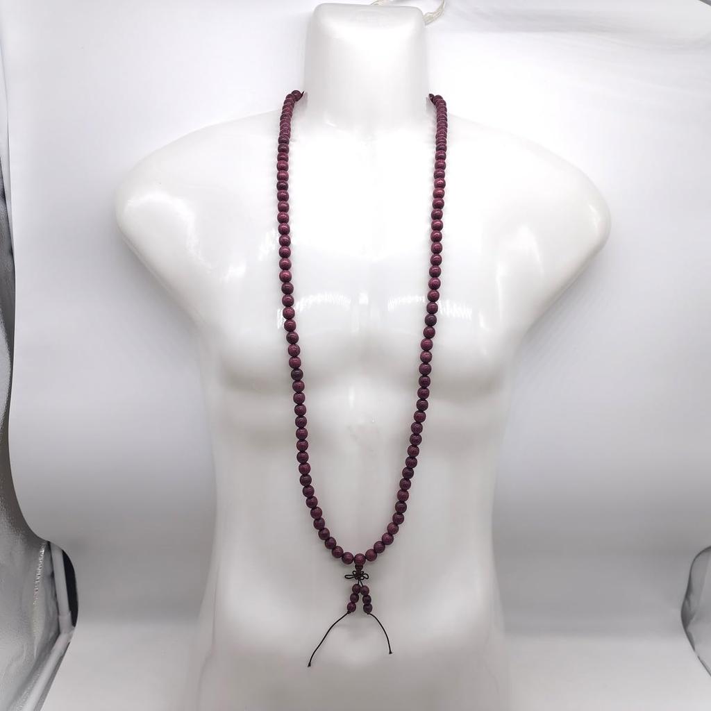 Purple Wooden Prayer Bead Natural 10mm Diameter x 108 Total Length Brazilian [deaizaka.biz] Necklace, Rosewood, Beads, 110cm, Violet/Purple