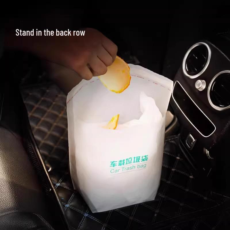 Self-Standing Disposable Car Trash Bag with Adhesive for Interior Use