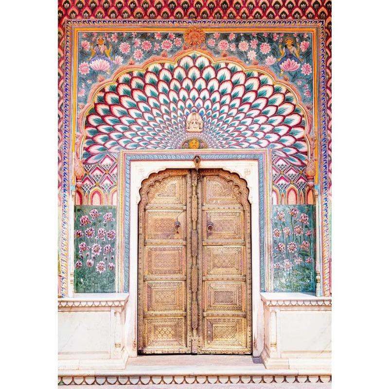India Jaipur Lotus Gate Door Colorful Posters and Prints Canvas Printing Vintage Wall Art Picture for Living Room Home Decor