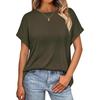 2026 Sommer Damen Einfarbig Locker Rundhals Kurzarm T-Shirt