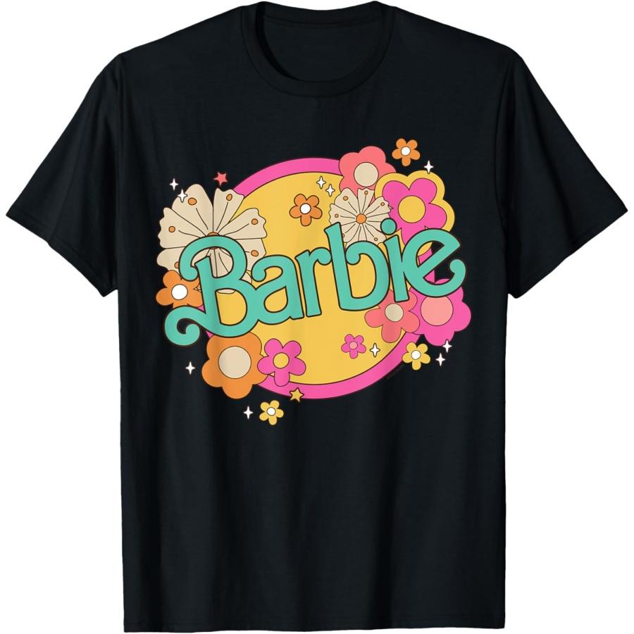Barbie - Retro Logo With Flowers T-Shirt S