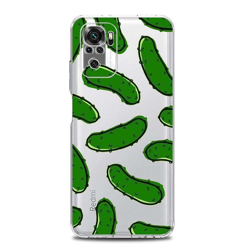Módní roztomilý avokádový umělecký nový čtvercový průhledný kryt na telefon pro Xiaomi Redmi Note 12 11 9S 9 8 10 Pro+ 7 8T 9C 9A 8A K40 herní kryt
