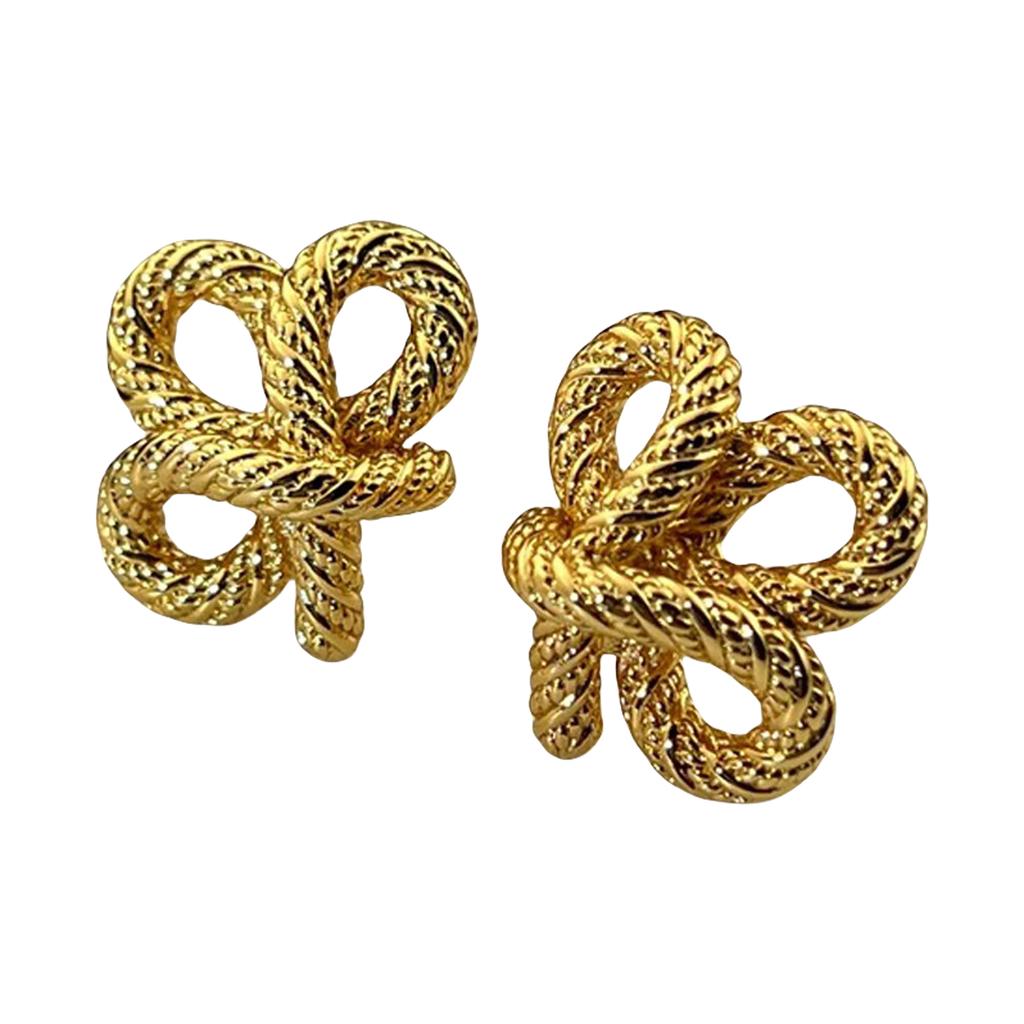 Elegant Knot Weave Gold/Silver Plated Alloy Studs Earrings for Women Fashion Ear Accessories Personality Party Jewelry