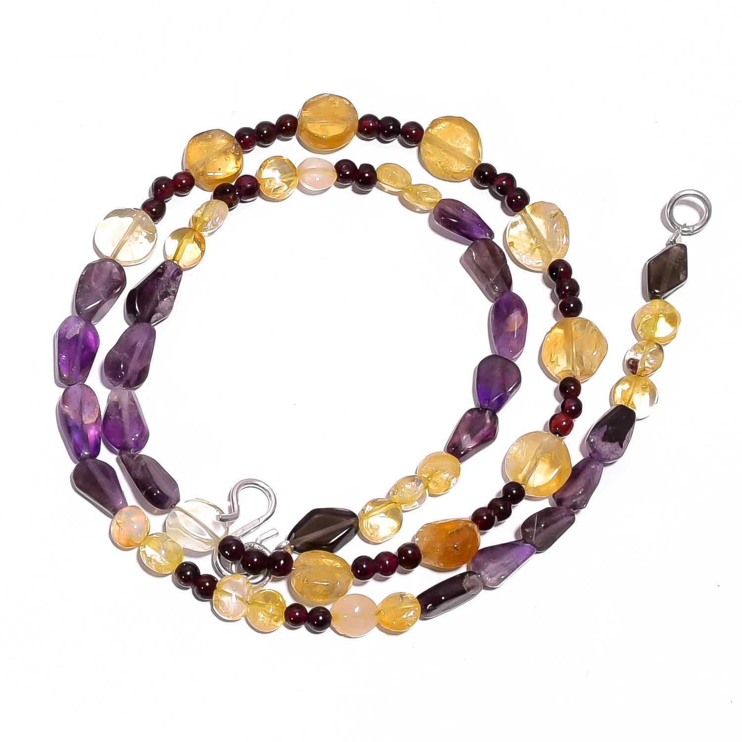 

Натуральный цитрин аметист гранат драгоценный камень гладкие бусины ожерелье 17 UB-4580 UB-4580