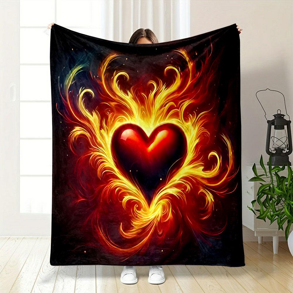 Fiery Heart Design print blanket soft and cozy perfect for the living room bed sofa or a nap,gift