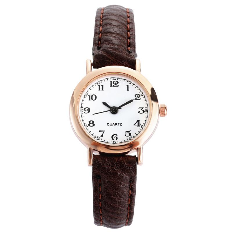 Fashion Minimalist Quartz Retro Watch With PU Leather Strap Round Dial Wrist Watch for Casual Daily Office for Women