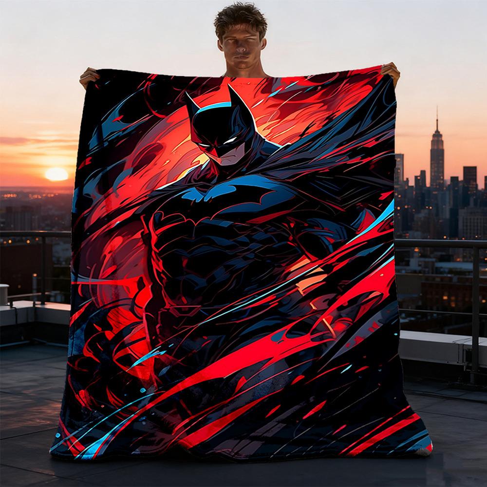 1pc Batman, Superhero Outdoor Flannel Throw Blanket Soft, Lightweight & Warm