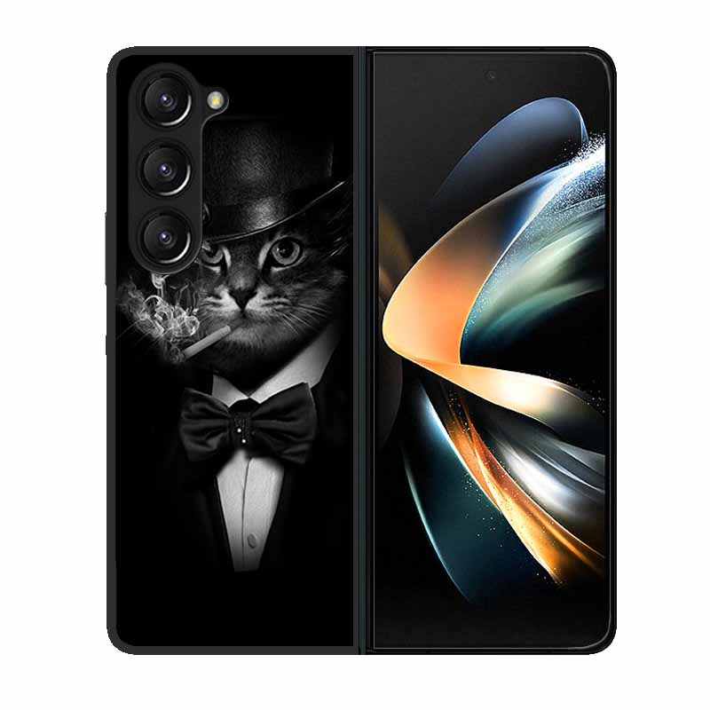 For Samsung Z Fold 6 Phone Case Cover Wolf Black Plastic Hard Back Cover Case For Samsung Galaxy Z Fold6 Fold 4 3 2 5 Case Funda