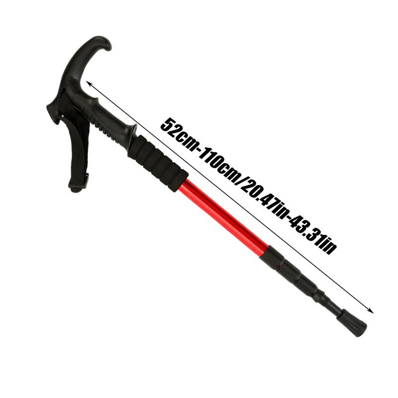 T-handle Trekking Poles Aluminum Alloy Four-section CollapsibleTelescopic Sticks Lightweight Walking Climbing Stick For Outdoor