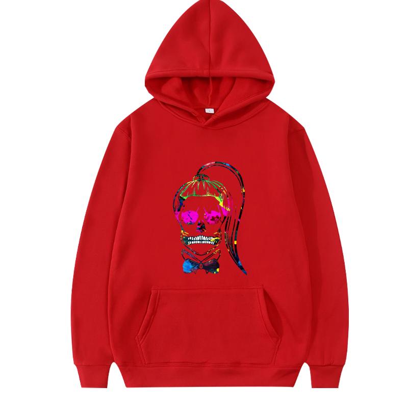 Born This Way Neon Paint Skull Sticker Hoodie Men Women Vintage Long Sleeve Streetwear Print Graphics Oversiz Hoodie Unisex