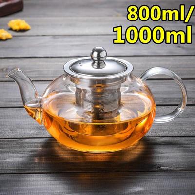 Teiera in vetro resistente al calore da 400 ml/600 ml/800 ml/1000 ml, teiera per caffè, bollitore per tè Puer con infusore