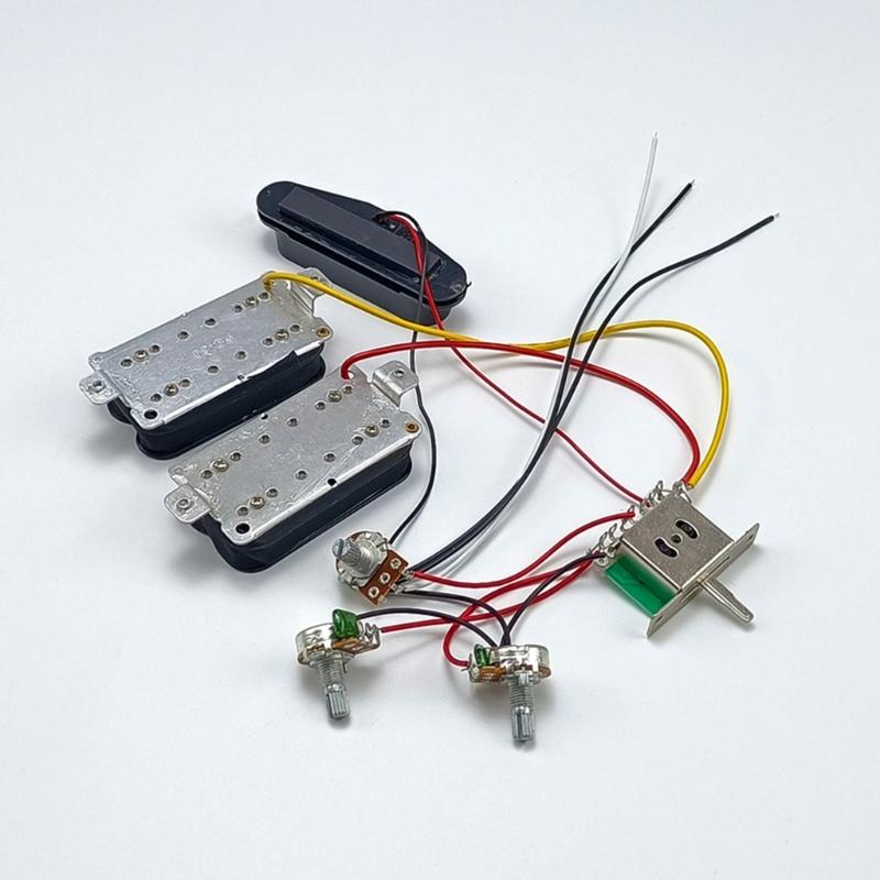 2 Tone 1 Volumes 5 Way Switch Electric Guitar Replacement Part Set Single Coil Pickups with Prewired Wiring Harness Set