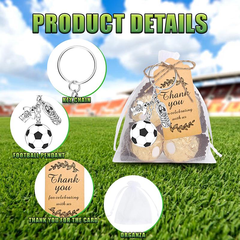 10 Sets Fußball Partygeschenke, DIY Schuhe Fußball Schlüsselanhänger Set enthält Fußball Schlüsselanhänger Organzabeutel und Danke Kraftanhänger