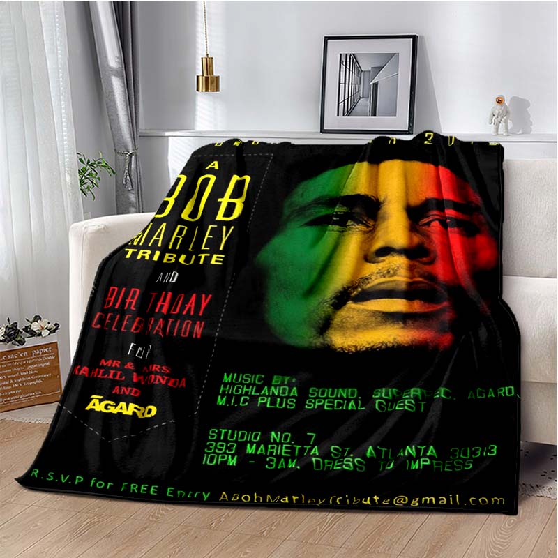 Bob Marley Music Throws Blanket for Kid Couch Sofa Travel Home Picnic Hiking Bed Beding Super Soft Flannel Blanket Birthday Gift
