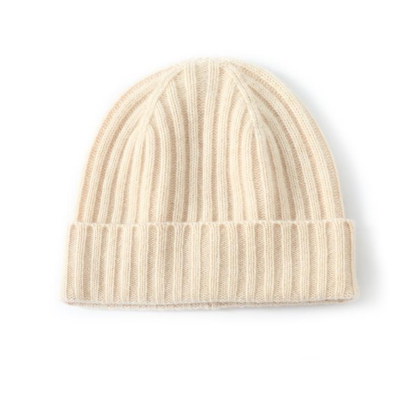 Autumn and Winter New Pure Wool Hats Men's and Women's Fashion Dome Vertical Knitted Hats Fashionable Versatile Autumn and Winter Wool Hats