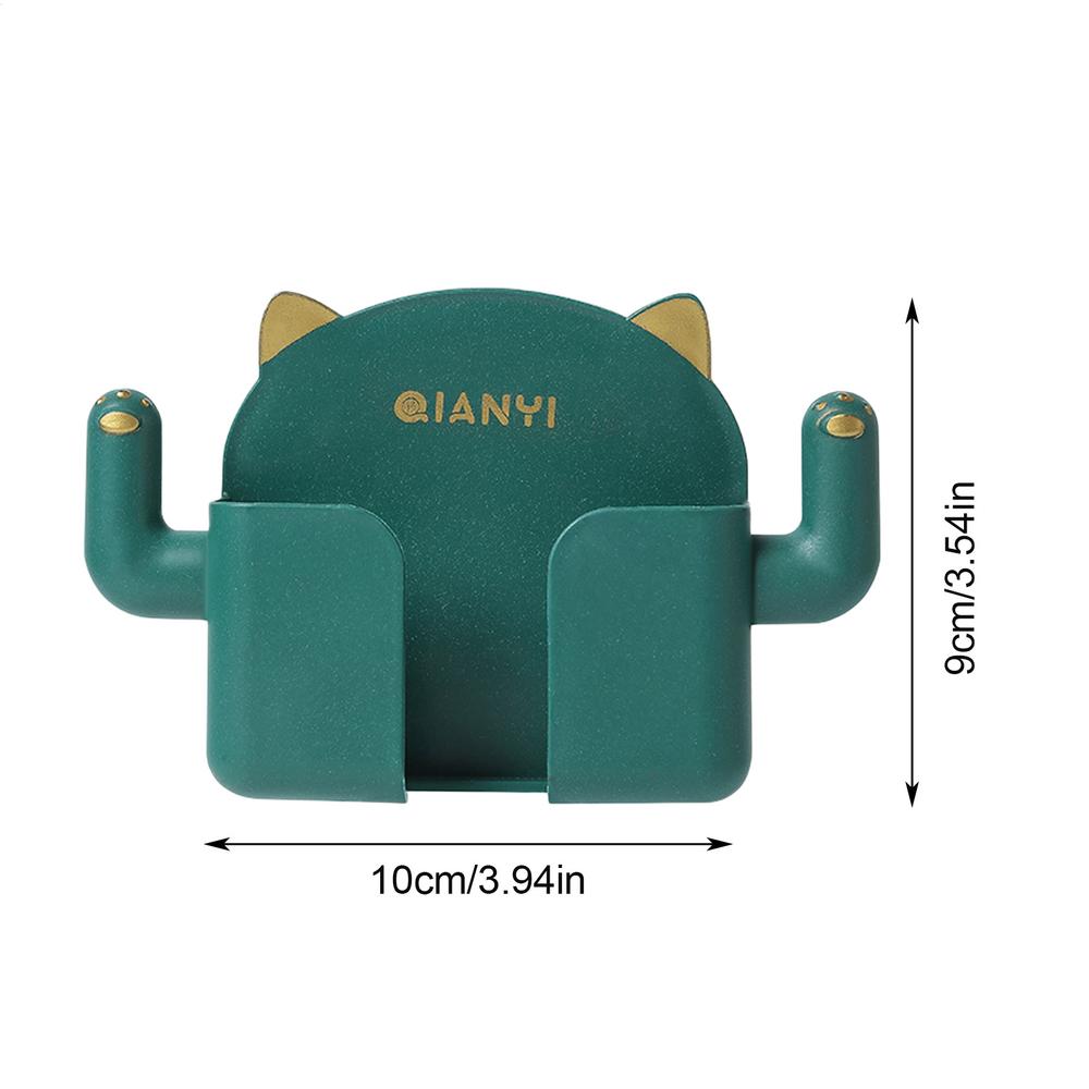 Punch-free Mobile Phone Holder Wall Mount Stand with Hooks Remote Control Organizer Storage Box Charging Bedside Container Rack