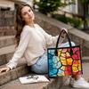 Colorful Cracked Pattern Tote Bag Stylish Casual Shopping Handbag for Daily Use
