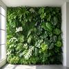 1-Pack Artificial Green Plant Wall Panel with Monstera & Palm Leaves - Wooden Fence Design for Indoor/Outdoor Privacy, Home Decor, Natural Aesthetic