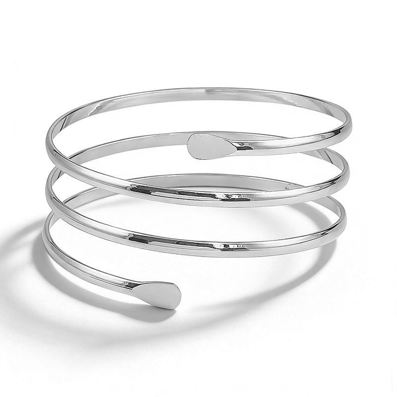 Европейский и Американский Полый Трехслойный Металлический Браслет на Руку - Панк Стиль. серебряный