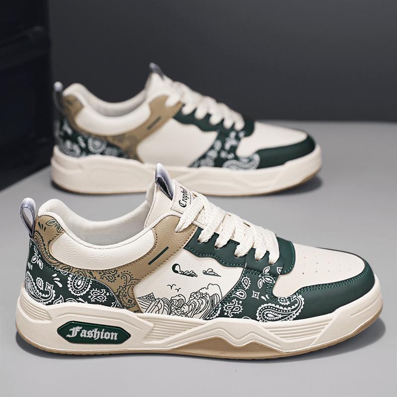 

Мужская обувь 2024 Весна Шнуровка Низкие Бордовые Туфли Модные Кешью Цветок Ретро Цвет Блок Толстая Подошва Спортивная Обувь Для Отдыха 39 зелёный