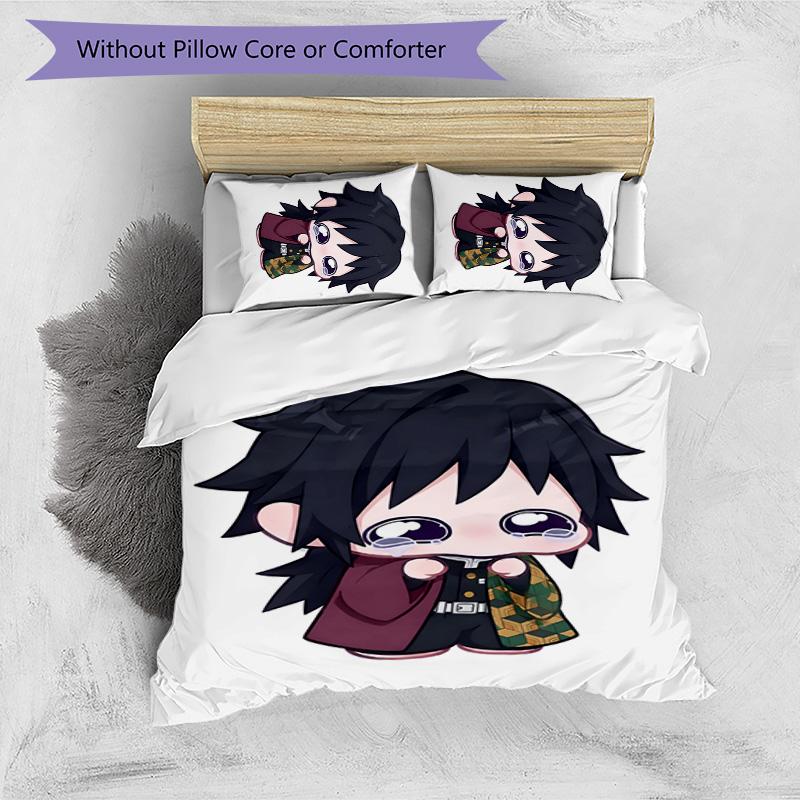 3pcs Tomioka Giyuu4 Design Cover Set - HD Printed Bedding with 1 Cover and 2 Pillowcases - Perfect for Home and Dorm Decor