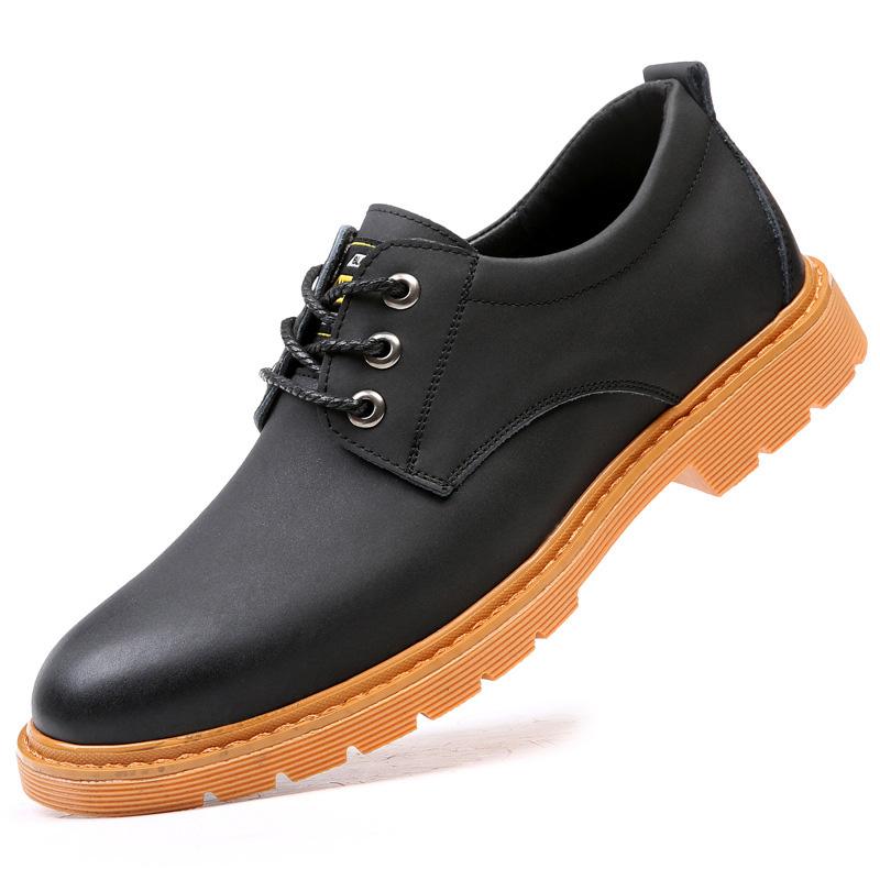 

Модные кожаные туфли мужские низкие рабочие уличные винтажные повседневные британские мужские туфли Sapatos Masculinos Chaussure Homme Zapatos Para Hombre 10 чёрный