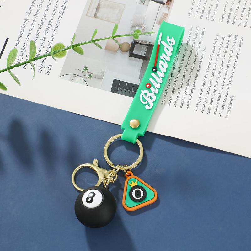 Creative Billiard Pool Keychain Table Ball Key Ring Lucky Black Key Chain 25Mm Resin Ball Jewelry Gift