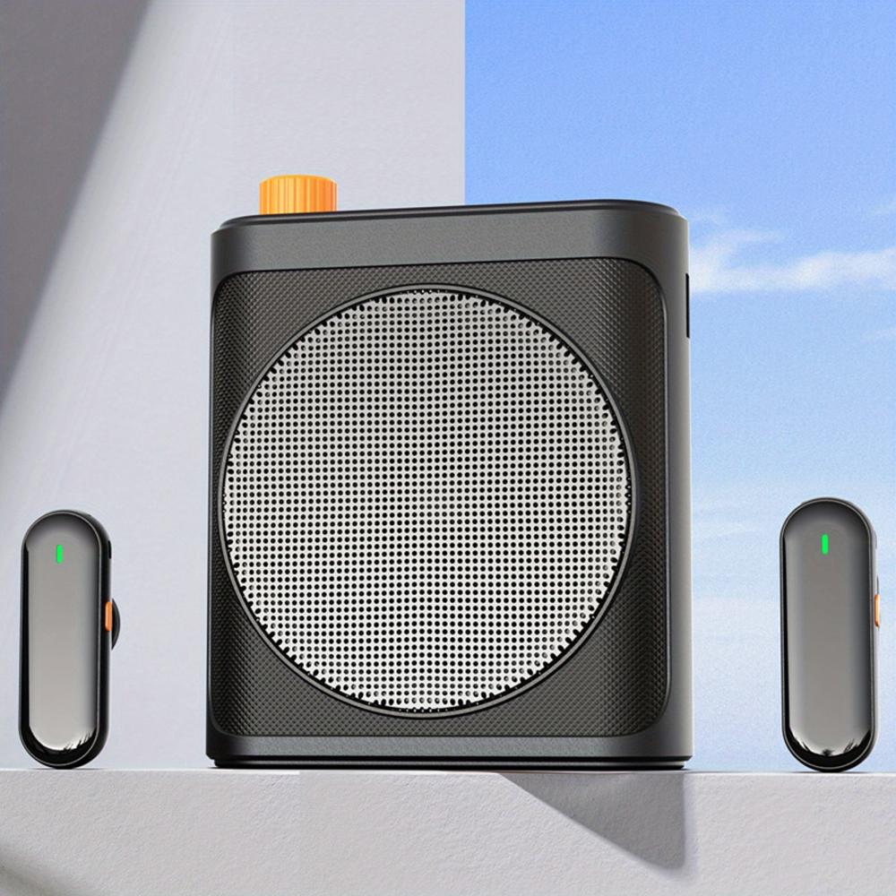 Portable wireless teacher voice amplifier,speaker built-in,with 2 wireless lapel mics,for class,lecture,training speech