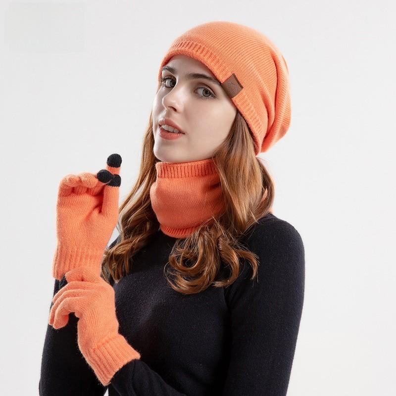 Knitted Winter Hat Scarf Gloves Set With Breathable Warmth For Teen Adults