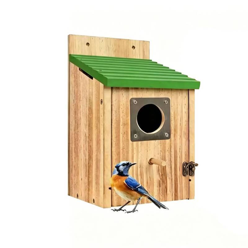 Wooden Birdhouse Outdoor Hanging Bird Cage With Perch For Garden Birds