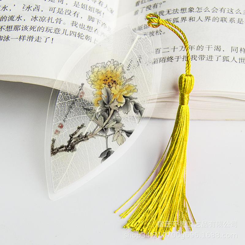 Transparent Bookmarks with Tassels Chinese Traditional Culture Plastic Bookmarks Student Teacher Stationery