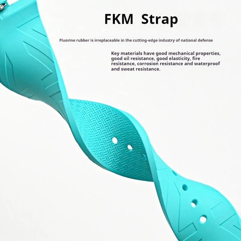 Fluoro Rubber Strap for Citizen NJ0150 NJ0151 0158 Quick Release Pin Buckle Men Soft FKM Sport Waterproof Replace Watch Band 9mm