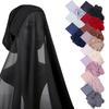 1Pc Muslim Shawl Scarf Chiffon Hijab Breathable Turban Head Wrap Women Solid Color Polyester With Inner Cap