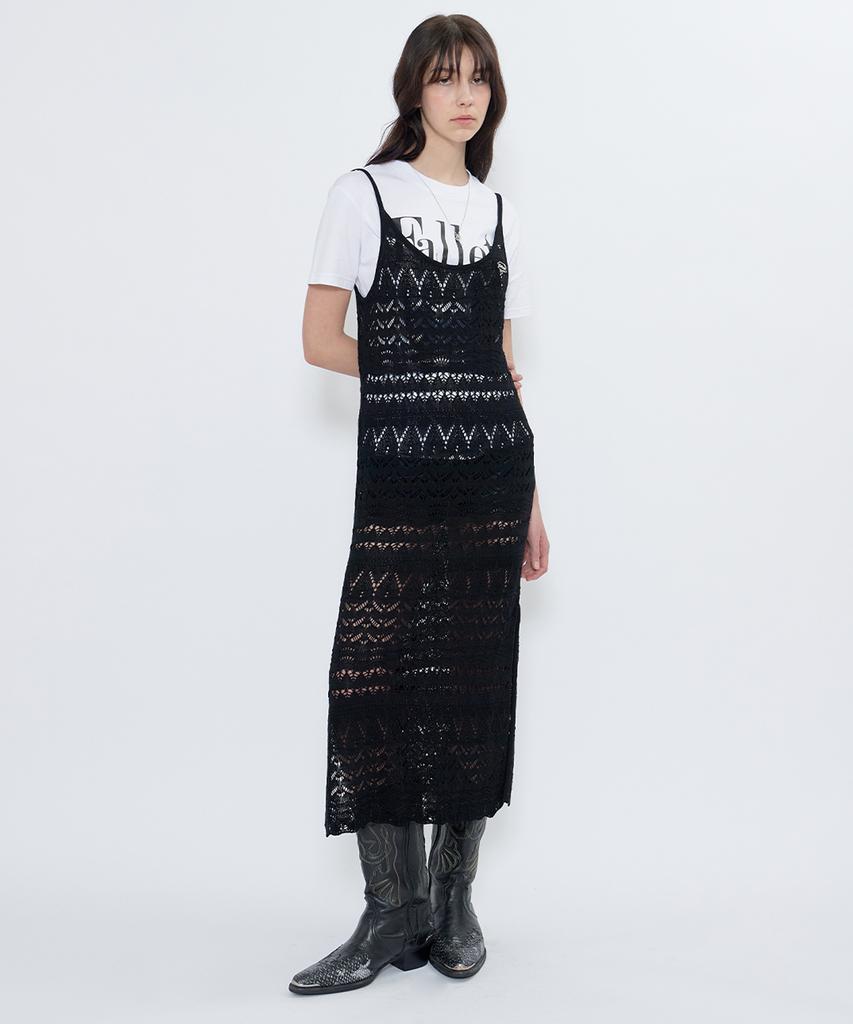 Pallet Crochet Knit Maxi Dress Ivory