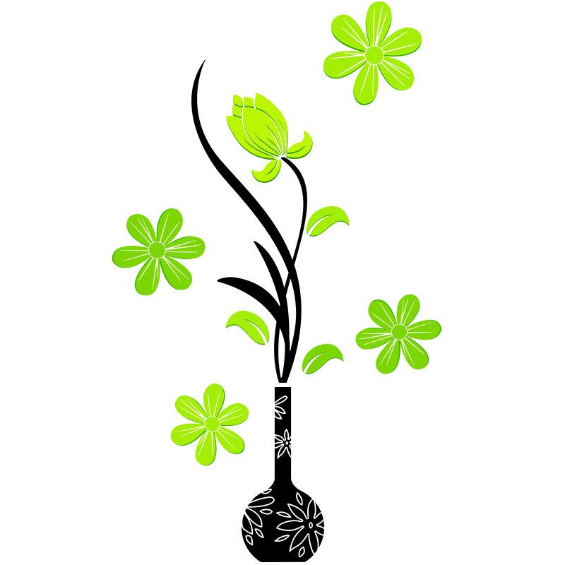 

Современная цветочная наклейка на стену Элегантный дизайн вазы для гостиной, прихожей, входа, домашнего декора 60X90cm зелёный