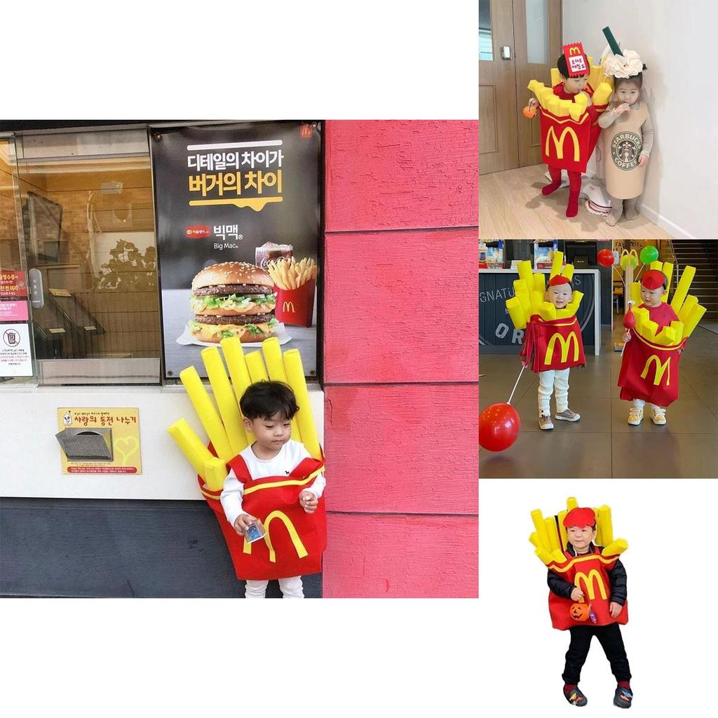 Korean Ins Halloween Children's Costume For Kindergarten Party Show Outfit Boys And Girls French Fries Clothes Inflatable Column)