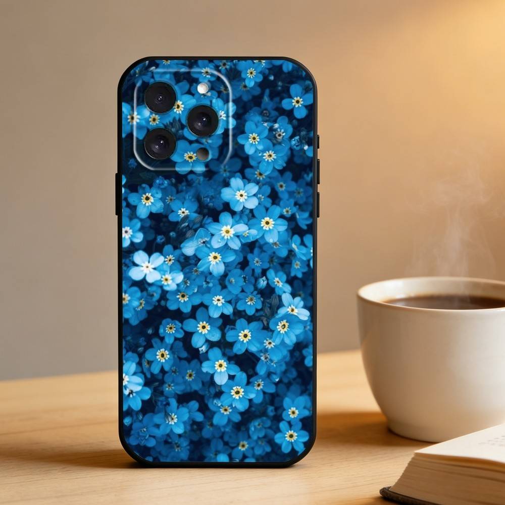 Flowers art  Phone Case For iPhone 16,15,14,13,12,17,Pro Max,Plus Silicone Black Case iPhone15