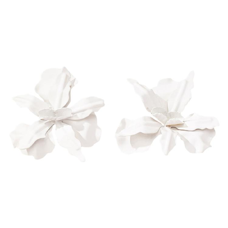 Sophisticated Flower Studs Earrings Fashion Ear Pin Flower Ear Studs Statement Earrings Ear Jewelry for Woman and Girl белый