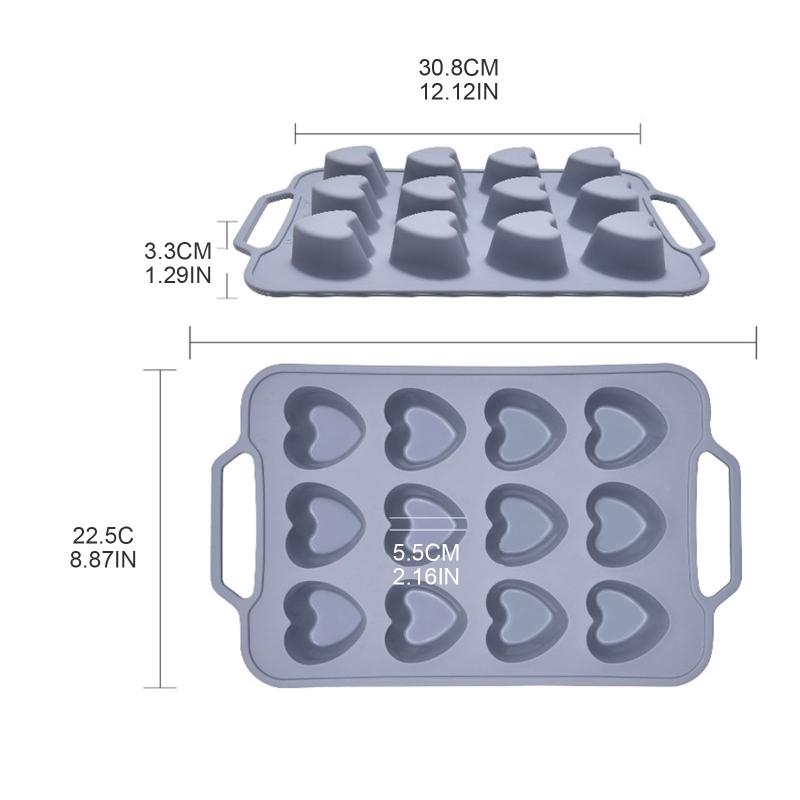 12-Cavity Cake Molds Pastry Tool Pressable 3D Christmas Little Cute Heart Theme Press Baking Utensils Bread Mousse for Kitchen