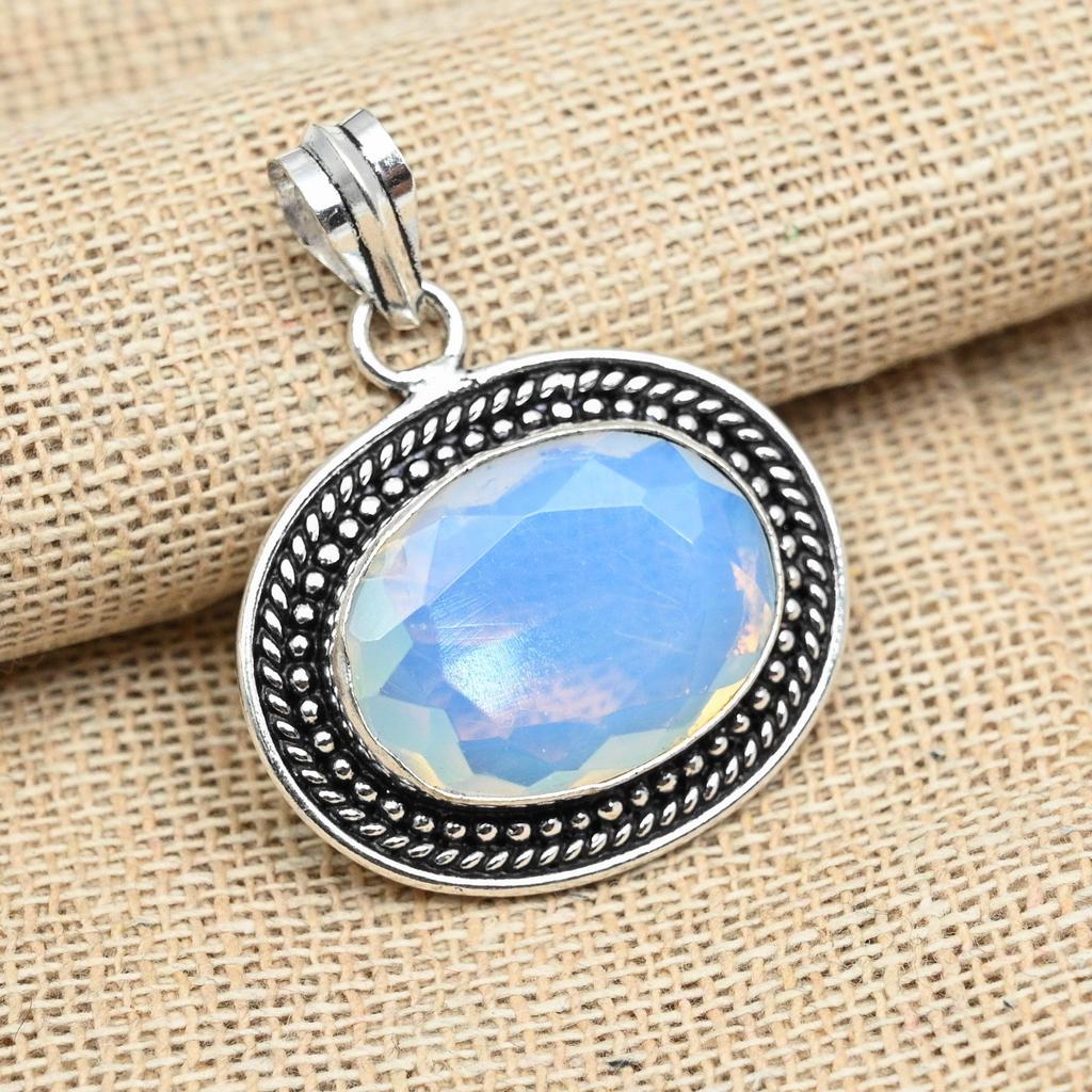 Milky Opal Gemstone 925 Sterling Silver Handmade Jewelry Pendant For Women