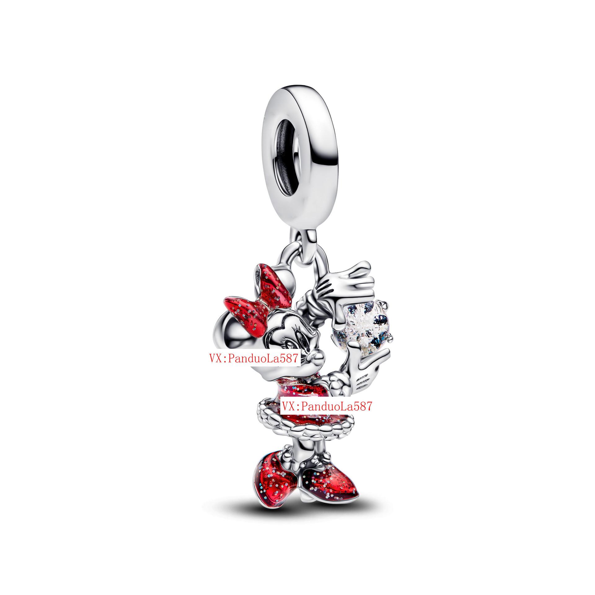 

925 Silver Snow Treasure Cheshire Cat Elephant Beaded Love Bead Pendant DIY Mickey Mouse Jewelry Accessories 2026