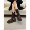Brown Retro American Thick-soled Heightening Martin Women's 2025 New Versatile Autumn Thin Short Boots