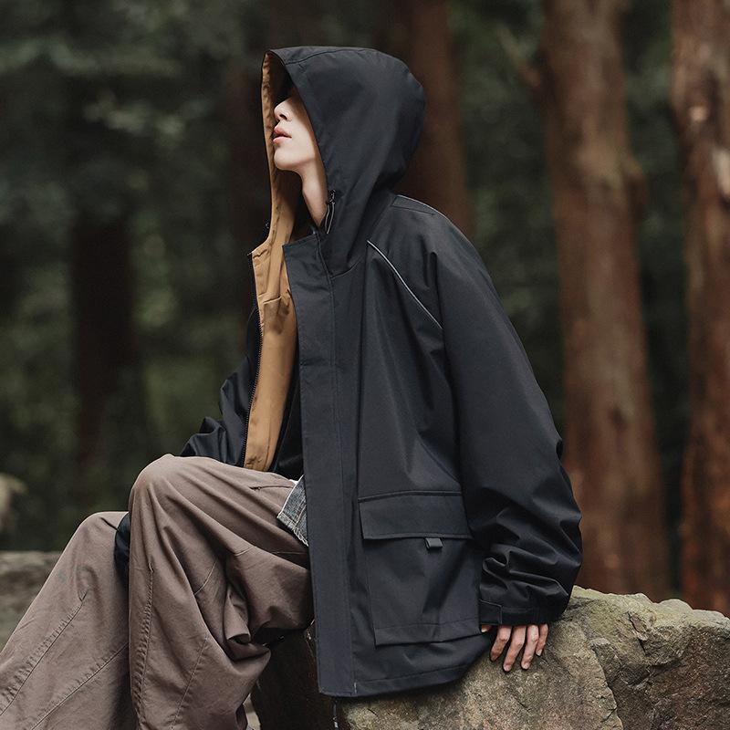 Hooded Outdoor Windproof Multi-Zipper Jacket Fashion Couple Trendy Brand Waterproof