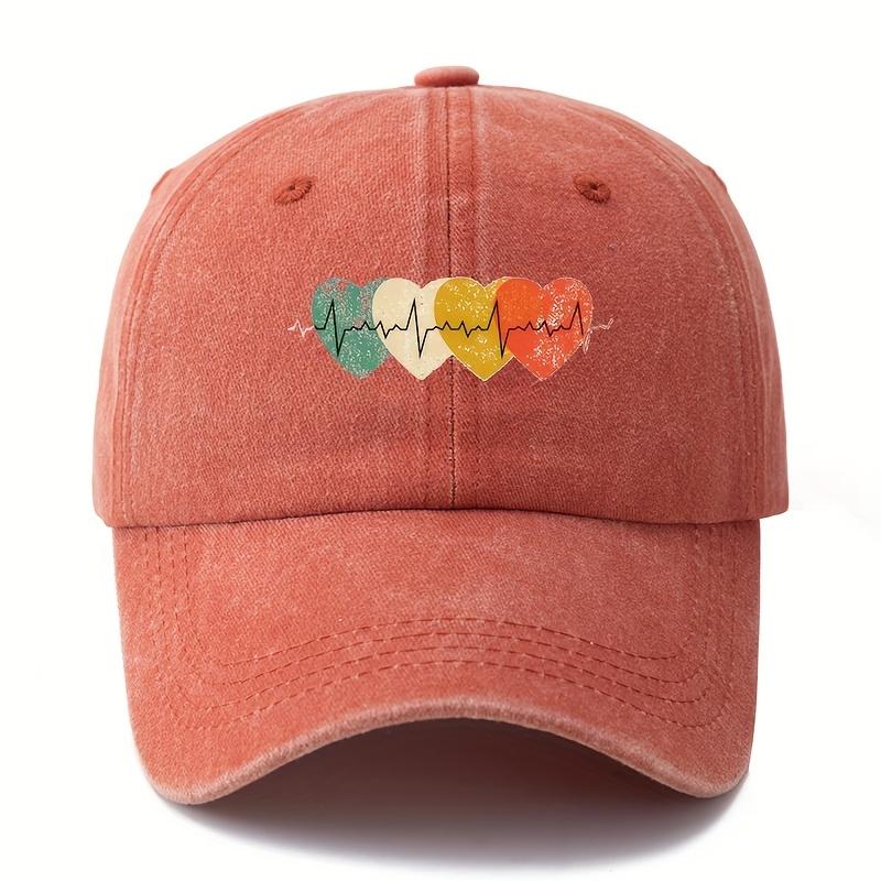 

Bright heart-shaped printed baseball cap with retro style, suitable for both men and women, outdoor leisure travel hat Adjustable оранжевый