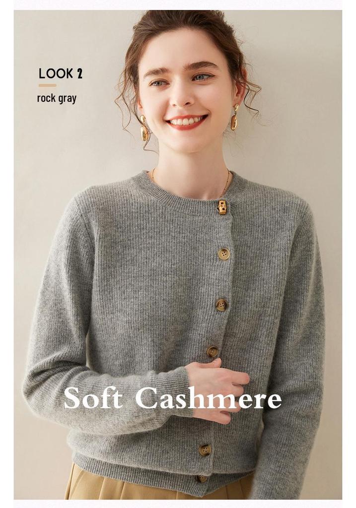 Women's Cashmere Sweater Cardigan - Warm, Stylish, Loose-Fit for Autumn Winter