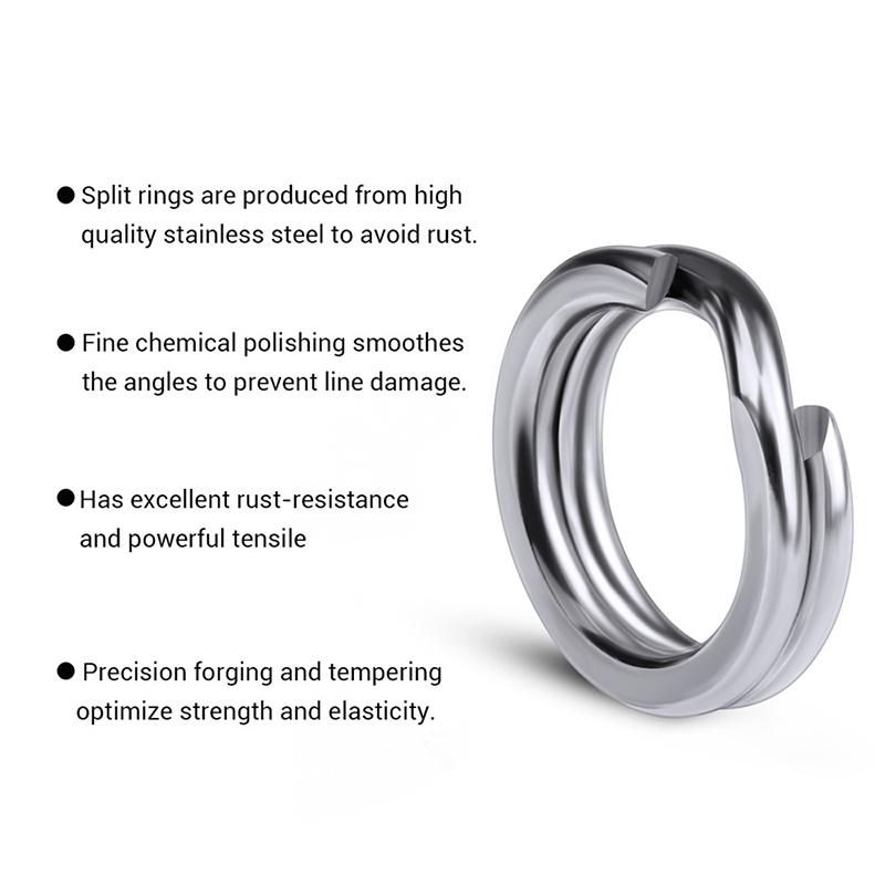 Fishing Split Rings 100Pcs Stainless Steel Lure Rings Saltwater Terminal Tackles Split Rings Fishing Connectors Snap Rings